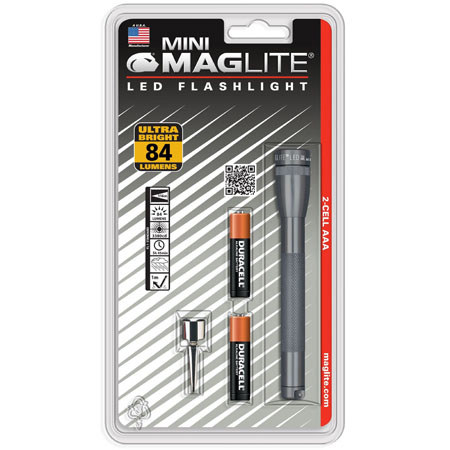 Maglite SP32096 Mini LED 2 AAA Flashlight, Blister Pack, 111 Lumen, Gray