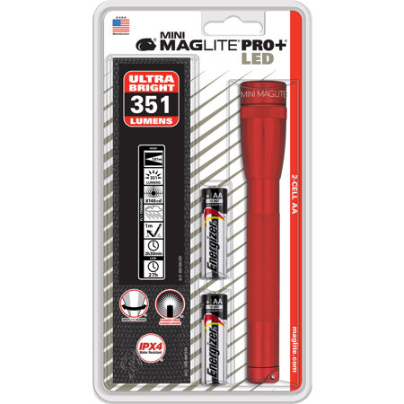 Maglite SP+P03H Mini Maglite LED Pro+ Flashlight, Red