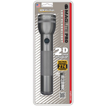 Maglite ST2P096 Pro LED 2D- Cell Flashlight, Gray