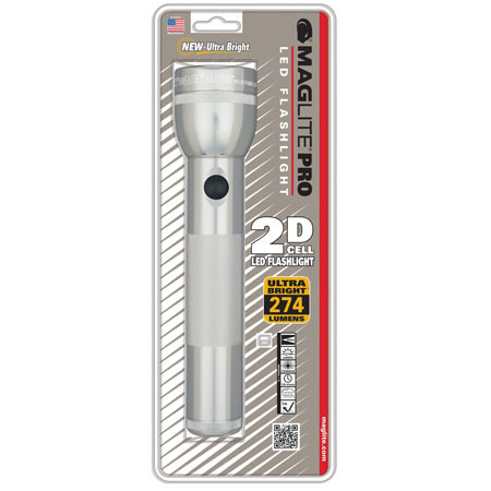 Maglite ST2P106 Pro LED 2D- Cell Flashlight, Silver