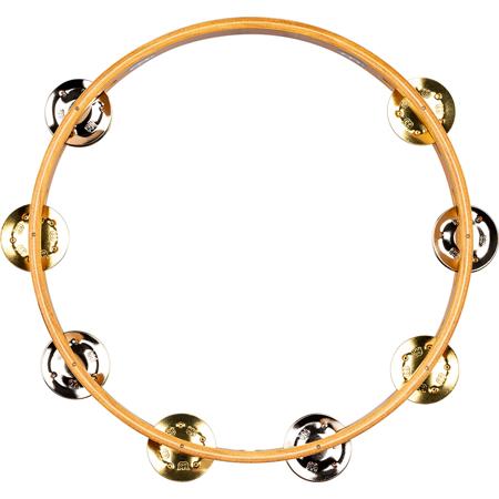 Meinl Recording Combo Wood Tambourine with Single Row Jingles, Super Natural
