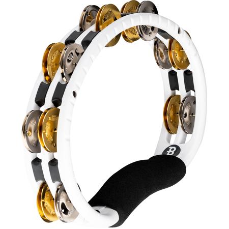 Recording Combo Hand Held ABS Tambourine with Double Row Jingles, White
