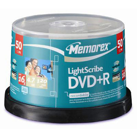Memorex 5431 4.7GB/16X LightScribe DVD+R 50 Spindle Box