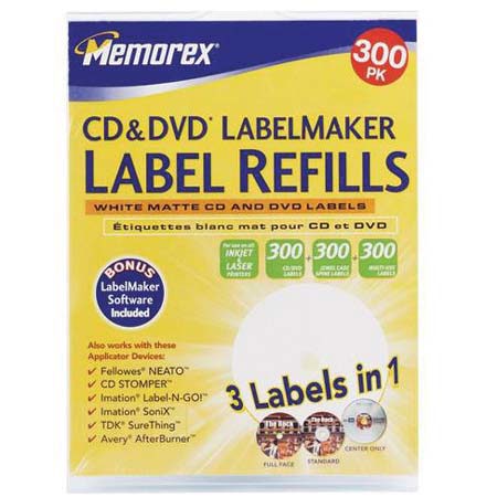Memorex 403 White CD, Labels 300 Pack