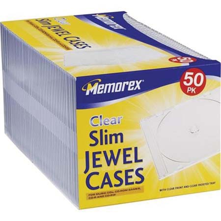 Memorex 1951 Slim CD Jewel Cases Clear, 50 Pack