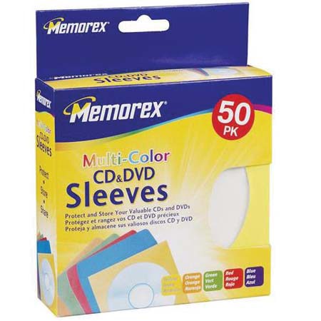 Memorex 1965 CD/DVD Paper Sleeves Assorted Colors-50