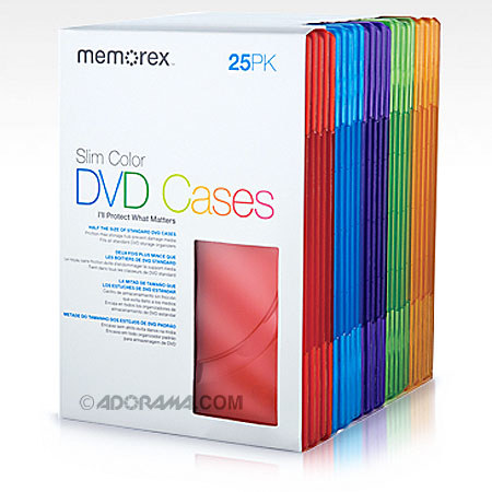 Memorex 1987 DVD Storage Cases Slim Cool Color, 25 Pack