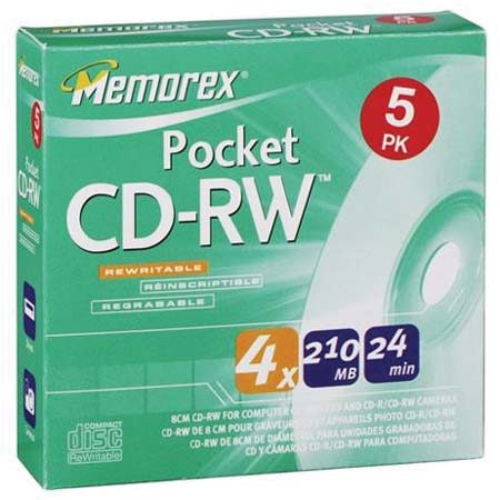 Memorex 3432 Disk Pocket CD-RW 24 min with Jewel-5 Pack