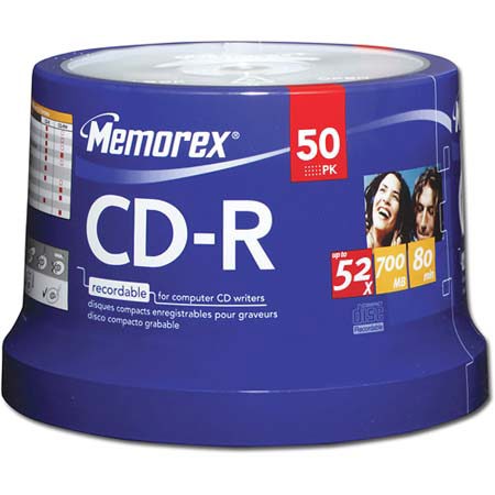 Memorex 4563 CD-R 80 Min Disk Branded Bulk, 50 Pack