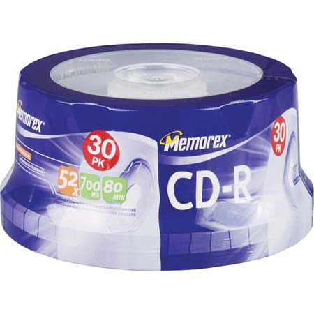 Memorex 4566 CD-R 80 Min Disk Branded Bulk, 30 Pack