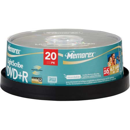 Memorex Disk DVD+R with Lightscribe, 20 Pack Spindle