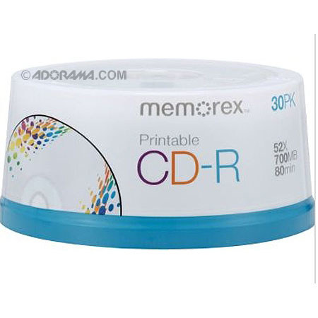 Memorex 4725 CD-R 80 Min Disk Printable Surface, 30