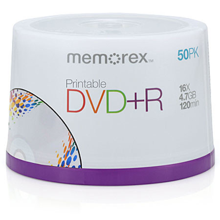 Memorex 4753 Disk Inkjet Printable DVD+R, Spindle, 50