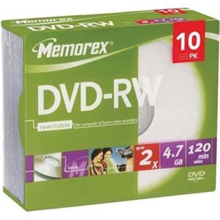 Memorex 5512 Disk 2x DVD-RW 4.7GB Branded, 10 Pack
