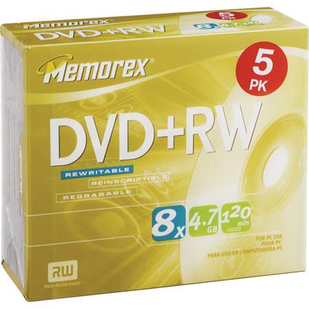 Memorex 5517 Disk 8X DVD+RW 4.7GB, 5 Pack Jewel Case