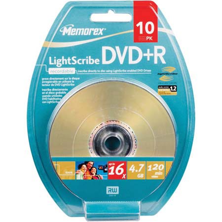 Memorex Disk LightScribe DVD+R 4.7GB 16x 10 Pack Blister #05527