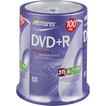 Memorex 5621 Disk 16x DVD+R 4.7GB 100 Pack Spindle