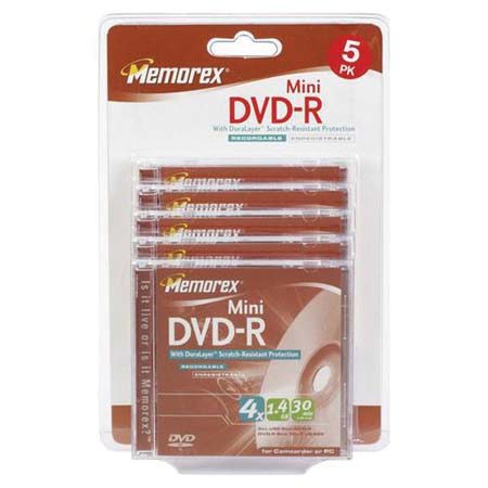 Memorex Disk Mini DVD-R 4x 8cm (1.4GB) 5 Pack Blister