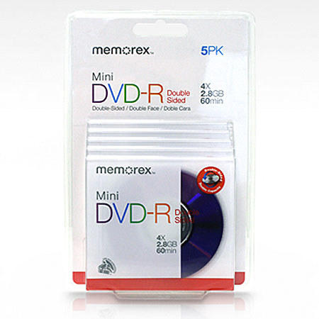 Memorex 5705 Disk Double Sided Mini DVD-R 4X 8cm, 5