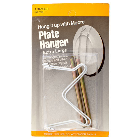 Moore #119WE Plate Hangers Vinyl Plated Extra Large, Holds 10" to 14", White