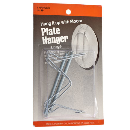 Moore #19 Plate Hangers Zinc Plated Large, Holds 7" to 11"