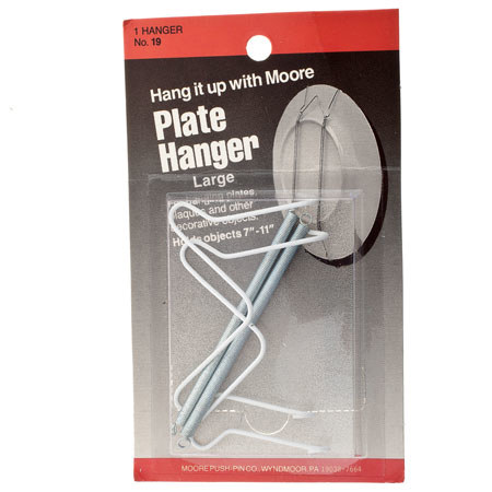 Moore #19WE Plate Hangers Vinyl Plated Large, Holds 7" to 11", White