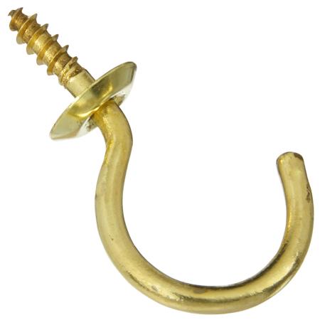 Moore Solid Brass 1" Cup Hooks, 6-Pack