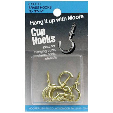 Moore 37-7/8 7/8" Solid Brass Cup Hooks - Pack of 8