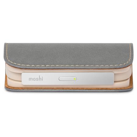 Moshi IonGo 5K Duo Battery with Built-In Lightning, USB-C Cables, Fossil Gray