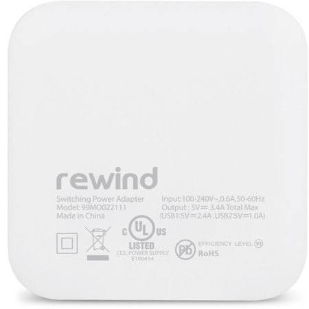 Moshi Rewind 2 Dual-Port Power Adapter, White