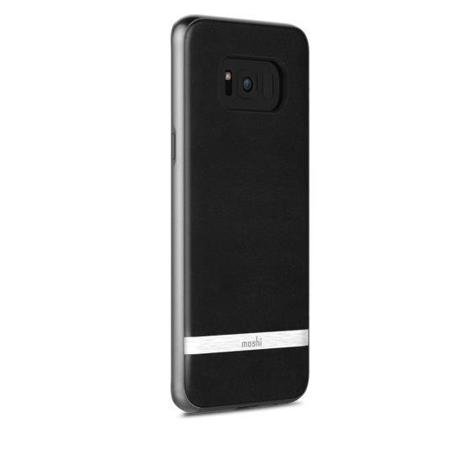 Moshi Napa Vegan Leather Case for Samsung Galaxy S8 Smartphone, Onyx Black