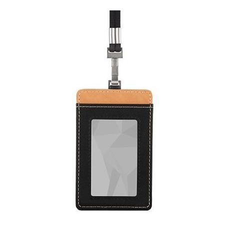 Moshi Vegan Leather Badge Holder, Onyx Black