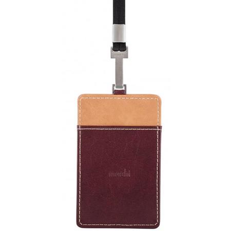 Moshi Vegan Leather Badge Holder, Burgundy Red