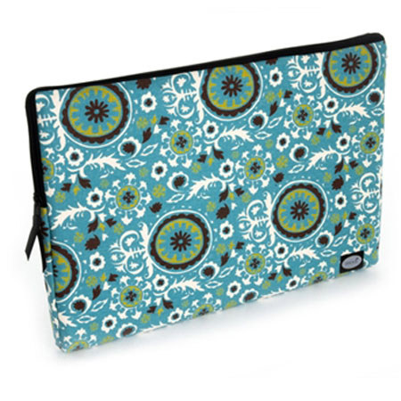 Mod Brown & Teal Circle Large Laptop Sleeve