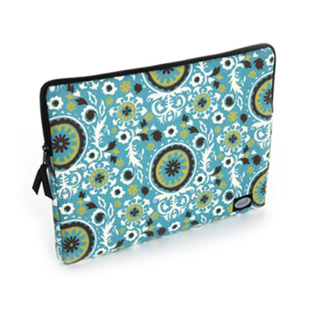 Mod Brown & Teal Circle Small Laptop Sleeve
