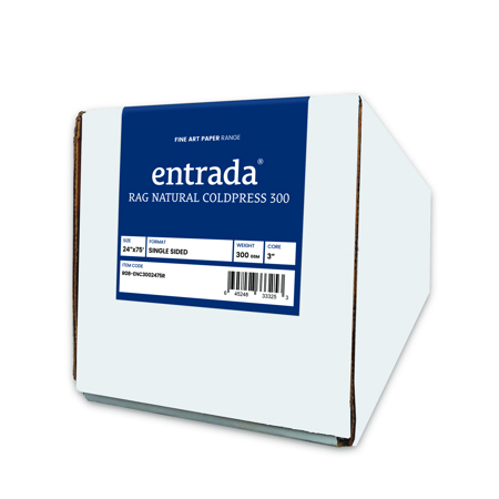 Moab Entrada Rag Natural Coldpress 300 Inkjet Print Paper, 24"x75', Roll