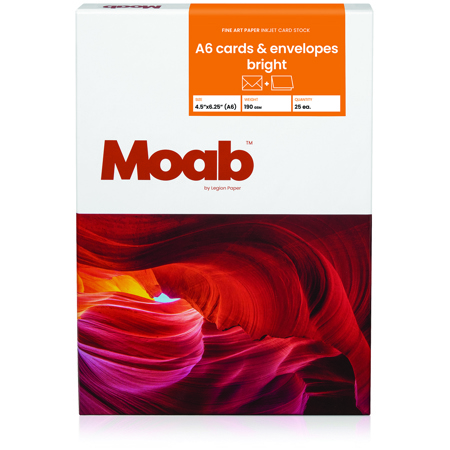 Moab 4.5x6.25" A6 190gsm Double Sided Artist Cards with Envelopes, Bright White, 25-Pack