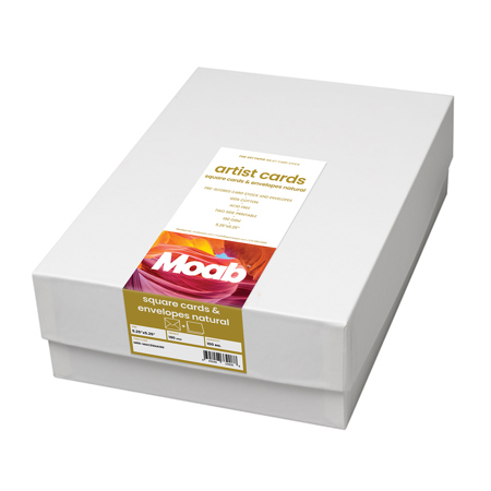 Moab 5.25x5.25" Square 190gsm Double Sided Artist Cards with Envelopes, Natural White, 100-Pack