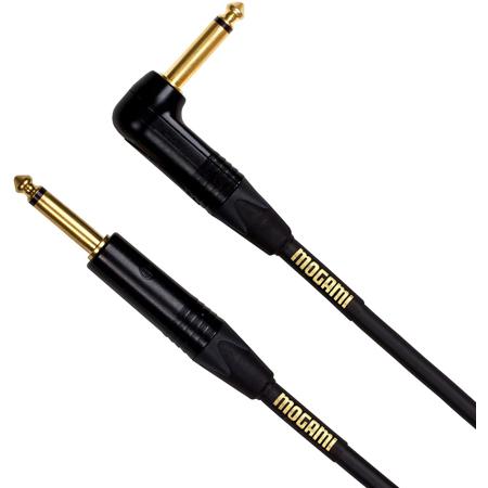 MOGAMI Gold Instrument 18' 1/4" Male to 1/4" Right Angled Male Cable