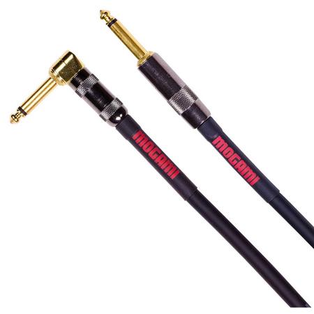 Mogami 18" Overdrive Guitar/Instrument Cable, Gold 1/4", Right Angle to Straight