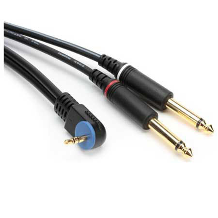 MOGAMI Pure Patch 3' 3.5mm Right Angle TRS Male to Dual 1/4" TS Male Cable