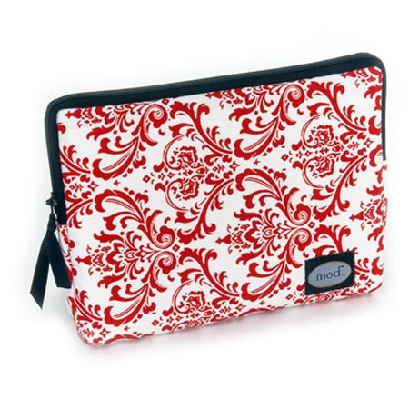Mod Red and White Damask E-Reader Sleeve