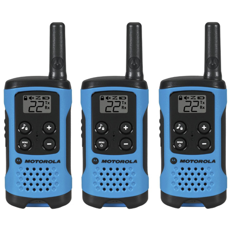 Motorola T100TP 22-CC 16 Mile Two-Way Radio, 3 Pack, Neon Blue