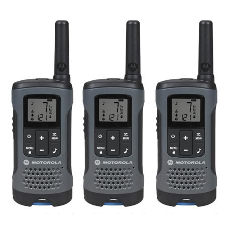 Motorola T200TP 22-Channel 20 Mile Rechargeable Two-Way Radio, 3 Pack, Gray
