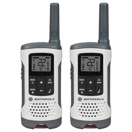 Motorola T260 22-Ch 25 Mile Range NOAA VOX Two-Way Radio, 2 Pack, White