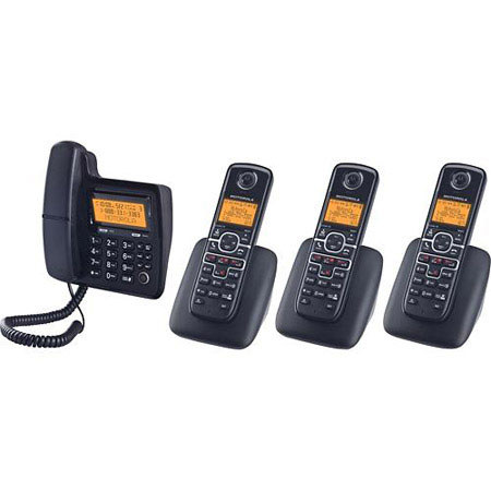 Motorola L704C DECT 6.0 Corded Phone System with 3 Cordless Handsets