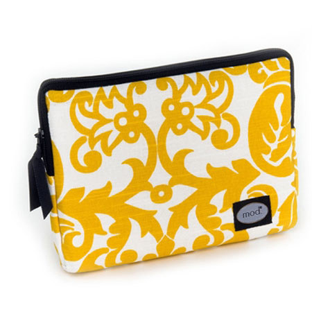 Mod Yellow and White Damask E-Reader Sleeve
