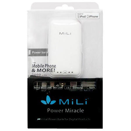 MiLi Power Miracle 2000mAh External Battery Power Bank, White