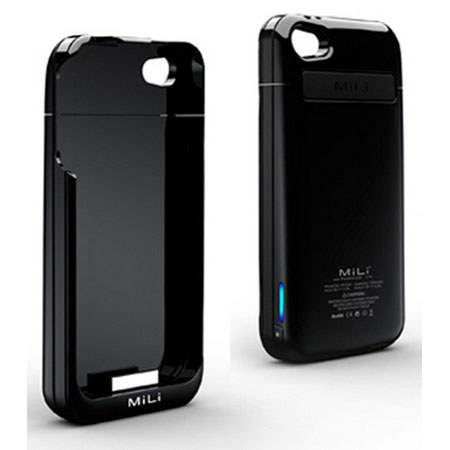 MiLi Power Spring 4/4S 1600 mAh Battery Case, Black/Silver