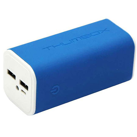 MiPow Thumbox Jelly Power 10400mAh Dual Output External Battery Charger, Blue
